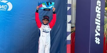 Oscar Singh on the Dubai Autodrome podium