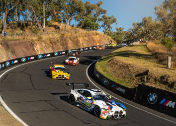 BMW M4s race at Bathurst, but in the 12 Hour rather than in Supercars. Image: BMW Group