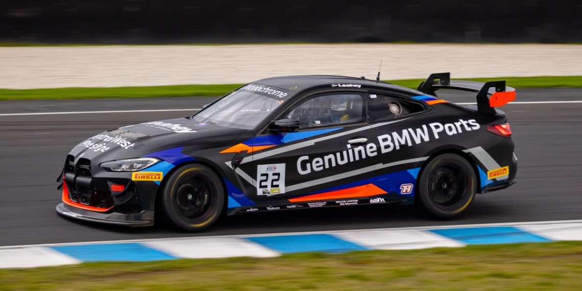 Race 1 of Monochrome GT4 Australia at the GT Festival was taken out by Tim Leahey and Cody Burcher. Image: Daniel Kalisz