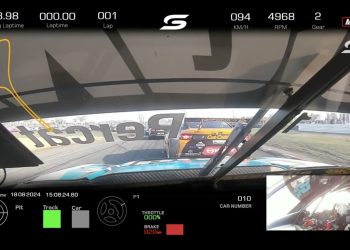 The onboard view and telemetry visible in the app. Image: Supercars