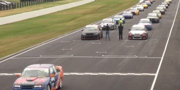 After his car led the field to the start line, there was a minutes' silence to remember Andrew Rhodes-Anderson. Image: Blendline