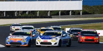 Max Geoghegan (#53), Wil Longmore (#84) and Brock Stinson (#31) filled the top three places in each Toyota 86 race. Image: Phil Wisewould
