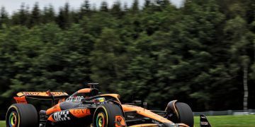 McLaren topped second practice for the Belgian Grand Prix with Lando Norris ahead of Oscar Piastri. Image: Bearne / XPB Images
