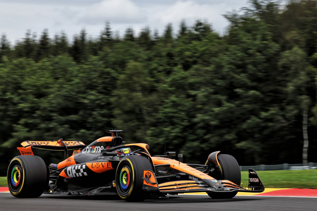 McLaren topped second practice for the Belgian Grand Prix with Lando Norris ahead of Oscar Piastri. Image: Bearne / XPB Images