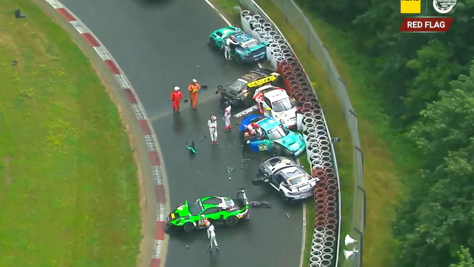 VIDEO: Wet Nurburgring “skating rink” causes seven-car pile-up