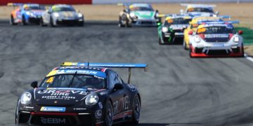 Oscar Targett wrapped up Round 4 of Porsche Michelin Sprint Challenge Australia with another two race wins. Image: MA / Speed Shots