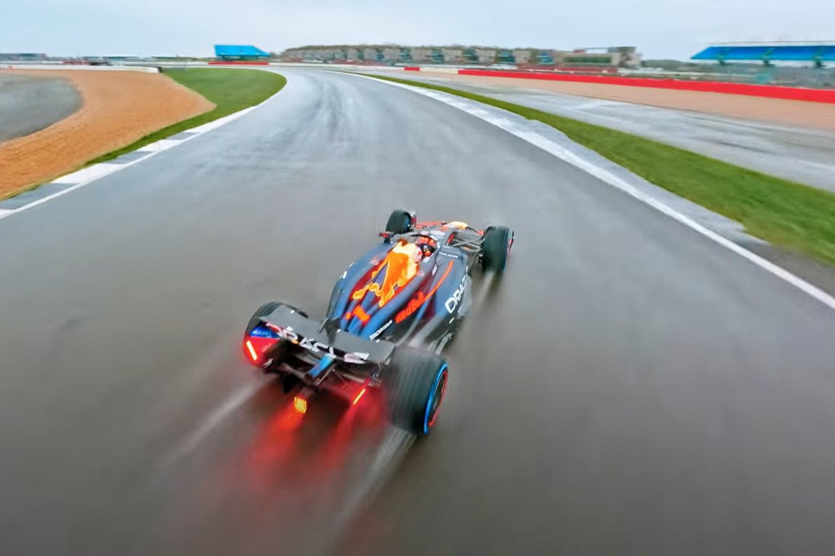 The world's fastest drone has followed Max Verstappen around a full lap of Silverstone with stunning results. Image: YouTube