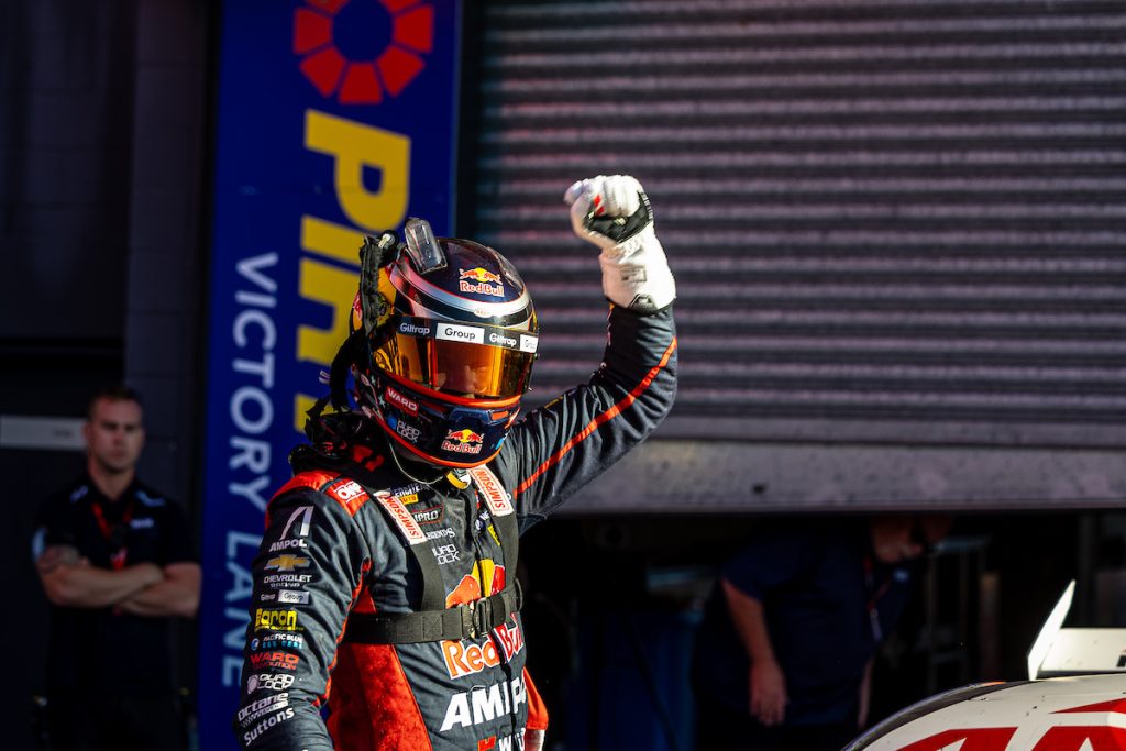 Shane van Gisbergen, pictured here celebrating his third Bathurst 1000 win, "raised the level" of Triple Eight, according to Jamie Whincup. Image: InSyde Media