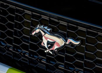 Ford Mustang badge on a Supercar