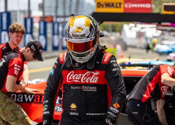 Brodie Kostecki walks away from his car in pit lane at the Gold Coast 500 in Surfers Paradise in October 2023