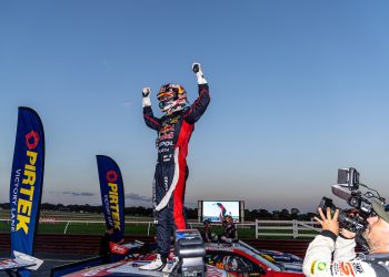 Broc Feeney celebrates his breakthrough Sandown 500 win in 2023. Image: InSyde Media