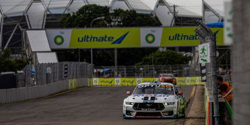 Chaz Mostert drives his Walkinshaw Andretti United For Mustang Supercar at the 2023 NTI Townsville 500 at the Reid Park Street Circuit