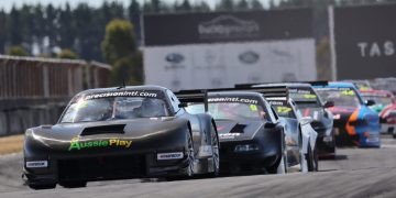 Peter Ingram won the first National Sports Second race of the year in his Mazda RX7, the rotay turbo breaking a V8 stranglehold of victories. Image: Motorsport Australia