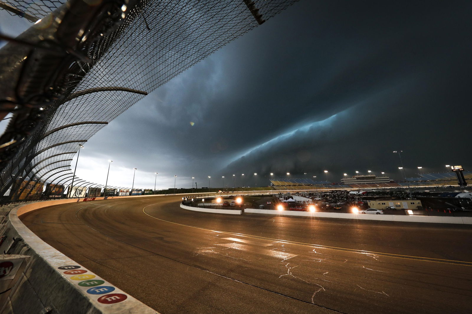 Rain falls at Iowa Speedway.