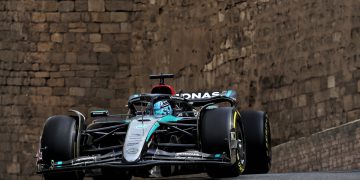 George Russell headed final practice for the Azerbaijan Grand Prix that showed the leading four teams are all contenders for pole position. Image: Bearne / XPB Images