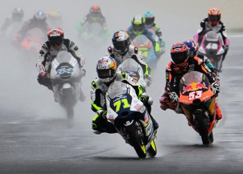 Rain hit the Moto3 race on Sunday at the Australian Motorcycle Grand Prix in 2023.