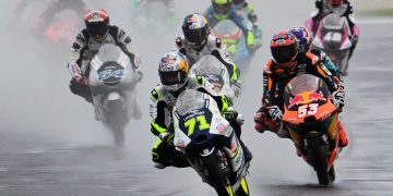 Rain hit the Moto3 race on Sunday at the Australian Motorcycle Grand Prix in 2023.