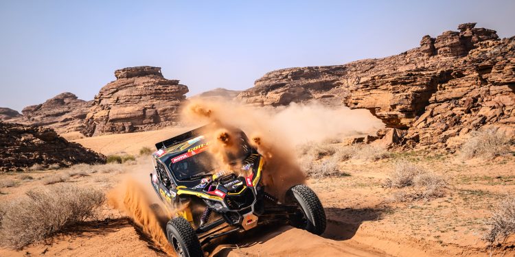 Rokas Baciuska (LTU) and Oriol Vidal Montijano (ESP) from Red Bull Can-Am Factory Racing race during stage 01 of Rally Dakar 2024 from Al Ula to Al Henakiyah, Saudi Arabia on January 06, 2024 // Marcelo Maragni / Red Bull Content Pool // SI202401060016 // Usage for editorial use only //
