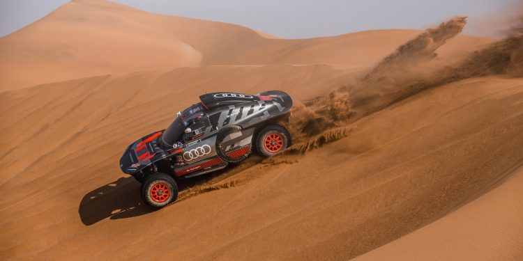Stephane Peterhansel (FRA) and Boulanger Edouard (FRA) for Team Audi Sport race during stage 2 of Rally Dakar 2024 from AL HENAKIYAH to AL DUWADIMI, Saudi Arabia on January 07, 2024.  // Flavien Duhamel / Red Bull Content Pool // SI202401070145 // Usage for editorial use only //