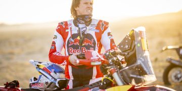 Daniel Sanders (AUS) of Red Bull Gas Gas Factory Racing is seen at the start line of stage 03 of Rally Dakar 2024 from Al Duwadimi to Al Salamiya, Saudi Arabia on January 08, 2024 // Marcelo Maragni / Red Bull Content Pool // SI202401080357 // Usage for editorial use only //