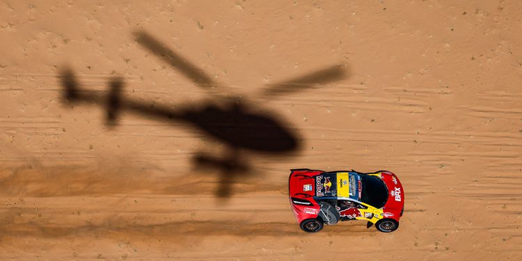 Sébastien Loeb and Fabian Lurquin on their Prodrive BRX Hunter T1+ of the Bahrain Raid Xtreme during the Stage 3 of the Dakar 2024 on January 8, 2024 between Al Duwadimi and Al Salamiya, Saudi Arabia // Florent Gooden / DPPI / Red Bull Content Pool // SI202401080666 // Usage for editorial use only //