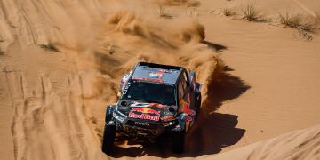 Lucas Moraes and Armand Monleon on their Toyota Hilux DKR T1+ of the Toyota Gazoo Racing during the Stage 3 of the Dakar 2024 on January 8, 2024 between Al Duwadimi and Al Salamiya, Saudi Arabia // Florent Gooden / DPPI / Red Bull Content Pool // SI202401080680 // Usage for editorial use only //