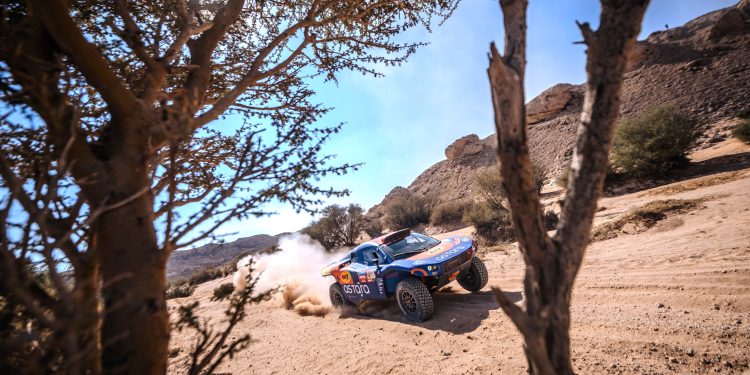 Laia Sanz (ESP) and Maurizio Gerini (ITA) of Astara Team race during stage 04 of Rally Dakar 2024 from Al Salamiya to Al Hofuf, Saudi Arabia on January 09, 2024.  // Marcelo Maragni / Red Bull Content Pool // SI202401090239 // Usage for editorial use only //