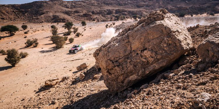 Dania Akeel (SAU) and Stephane Duple (FRA) from Wavers Sport race during stage 04 of Rally Dakar 2024 from Al Salamiya to Al Hofuf, Saudi Arabia on January 09, 2024.  // Marcelo Maragni / Red Bull Content Pool // SI202401090246 // Usage for editorial use only //