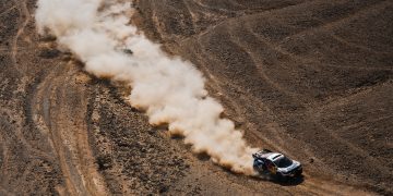 Nasser Al-Attiyah and Mathieu Baumel on their Prodrive Hunter T1+ of the Nasser Racing during the Stage 4 of the Dakar 2024 between Al Salamiya and Al-Hofuf, Saudi Arabia on January 9, 2024. // Eric Vargiolu / DPPI / Red Bull Content Pool // SI202401090382 // Usage for editorial use only //