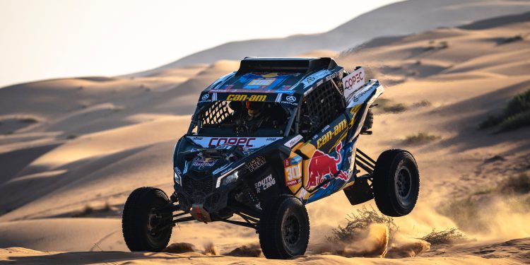 Francisco Chaleco Lopez (CHL) and Juan Pablo Latrach Vinagre (CHL) of Red Bull Can-Am Factory Racing race during stage 05 of Rally Dakar 2024 from Al Hofuf to Shubaytah, Saudi Arabia on January 10, 2024 // Marcelo Maragni / Red Bull Content Pool // SI202401100405 // Usage for editorial use only //