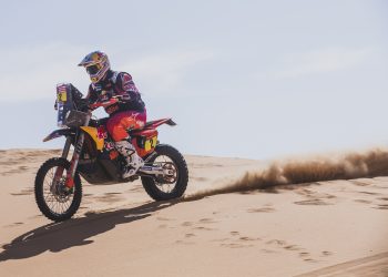 Toby Price (AUS) for Red Bull KTM Factory Racing races during stage 5 of Rally Dakar 2024 from AL-HOFUF to SHUBAYTAH, Saudi Arabia on January 10, 2024. // Flavien Duhamel / Red Bull Content Pool // SI202401100516 // Usage for editorial use only //