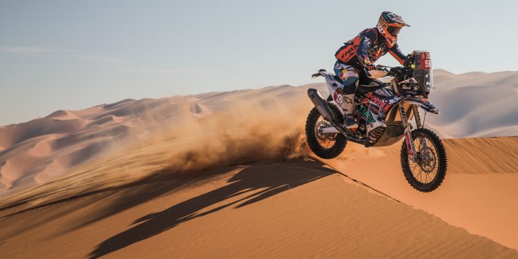Tobias Ebster (AUT) for Kini Rally Racing Team races during stage 6 of Rally Dakar 2024 from SHUBAYTAH to SHUBAYTAH, Saudi Arabia on January 11, 2024.  // Flavien Duhamel / Red Bull Content Pool // SI202401110185 // Usage for editorial use only //