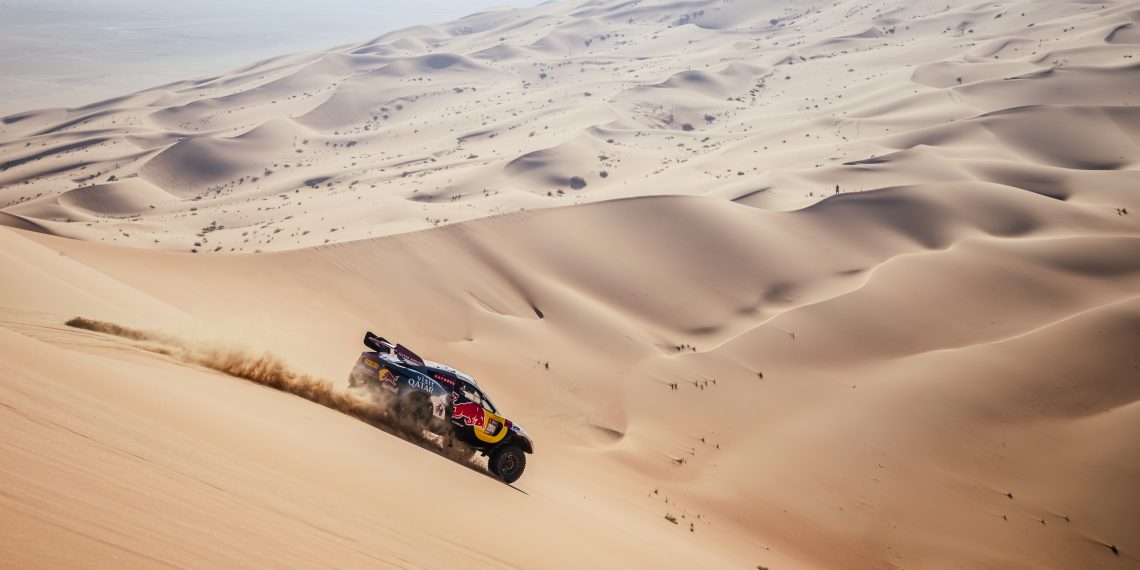 Nasser Al-Attiyah (QAT) and Mathieu Baumel (FRA) of Nasser Racing race during stage 06 of Rally Dakar 2024 in Shubaytah, Saudi Arabia on January 11, 2024. // Marcelo Maragni / Red Bull Content Pool // SI202401110489 // Usage for editorial use only //