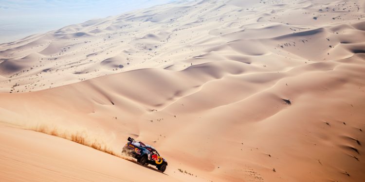 Nasser Al-Attiyah (QAT) and Mathieu Baumel (FRA) of Nasser Racing race during stage 06 of Rally Dakar 2024 in Shubaytah, Saudi Arabia on January 11, 2024.  // Marcelo Maragni / Red Bull Content Pool // SI202401110490 // Usage for editorial use only //