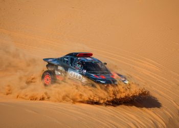 Carlos Sainz and Lucas Cruz on their Audi RS Q e-tron E2 of the Team Audi Sport during the Stage 8 of the Dakar 2024 on January 15, 2024 between Al Duwadimi and Hail, Saudi Arabia // Florent Gooden / DPPI / Red Bull Content Pool // SI202401150535 // Usage for editorial use only //