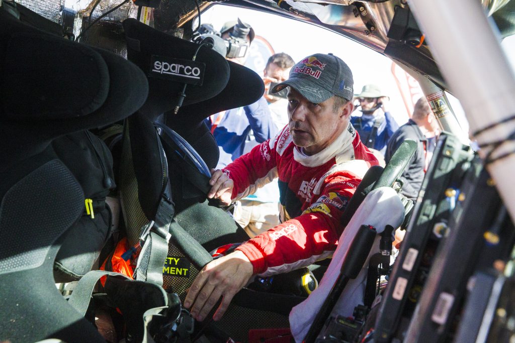 Sebastien Loeb (FRA) for Bahrain Raid Xtreme at the finish line of stage 9 of Rally Dakar 2024 from HAIL to AL ULA, Saudi Arabia on January 16, 2024. // Flavien Duhamel / Red Bull Content Pool // SI202401160906 // Usage for editorial use only //