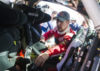 Sebastien Loeb (FRA) for Bahrain Raid Xtreme at the finish line of stage 9 of Rally Dakar 2024 from HAIL to AL ULA, Saudi Arabia on January 16, 2024. // Flavien Duhamel / Red Bull Content Pool // SI202401160906 // Usage for editorial use only //