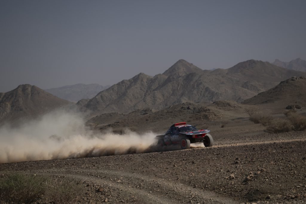 Carlos Sainz (ESP) and Lucas Cruz (ESP) of Team Audi Sport race during stage 10 of Rally Dakar 2024 from from Al Ula to Yambu, Saudi Arabia on January 18, 2024 // Marcelo Maragni / Red Bull Content Pool // SI202401180065 // Usage for editorial use only //