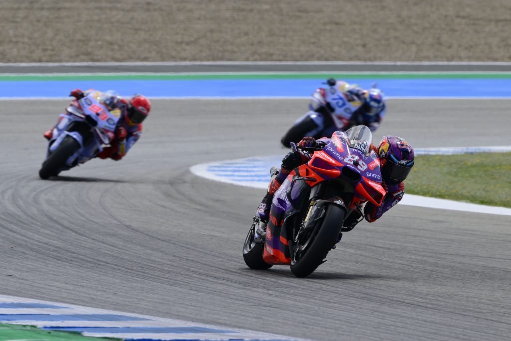 Jorge Martin, Tissot Sprint race, Spanish MotoGP 27 April 2024 // Gold & Goose / Red Bull Content Pool // SI202404270185 // Usage for editorial use only //