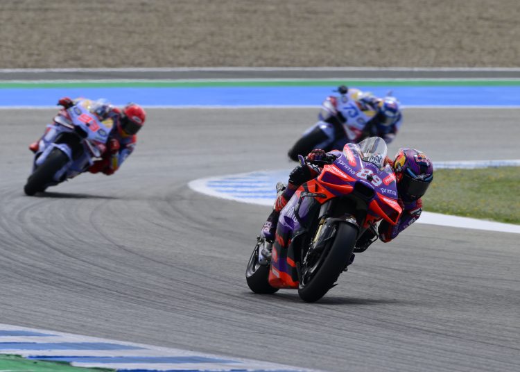 Jorge Martin, Tissot Sprint race, Spanish MotoGP 27 April 2024 // Gold & Goose / Red Bull Content Pool // SI202404270185 // Usage for editorial use only //