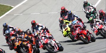 MotoGP bikes at Circuit de Barcelona-Catalunya