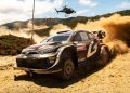 Seastien Ogier and Vincent Landais of Toyota Gazoo Racing WRT during Rally Sardinia ,in Italy.