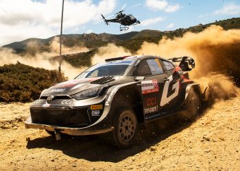 Seastien Ogier and Vincent Landais of Toyota Gazoo Racing WRT during Rally Sardinia ,in Italy.