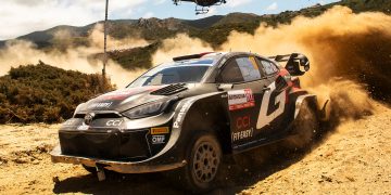 Seastien Ogier and Vincent Landais of Toyota Gazoo Racing WRT during Rally Sardinia ,in Italy.