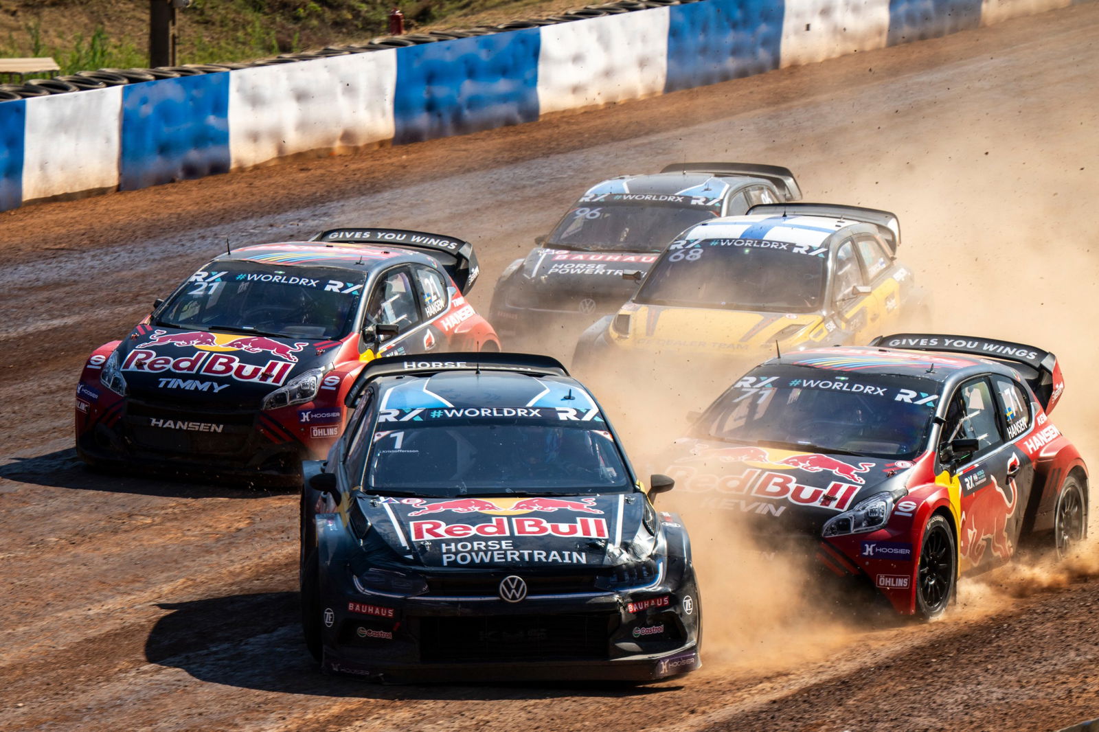 Rallycross cars on track