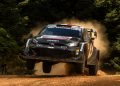 Sebastien Ogier of team Toyota Gazoo World Rally Team are seen on performing during the World Rally Championship in Greece.