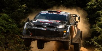 Sebastien Ogier of team Toyota Gazoo World Rally Team are seen on performing during the World Rally Championship in Greece.