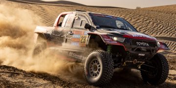 Toby Price and Sam Sunderland for Overdrive Racing on Stage 2 of Rally Dakar 2025.