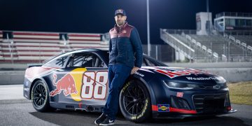 Shane van Gisbergen poses for a portrait on the track.