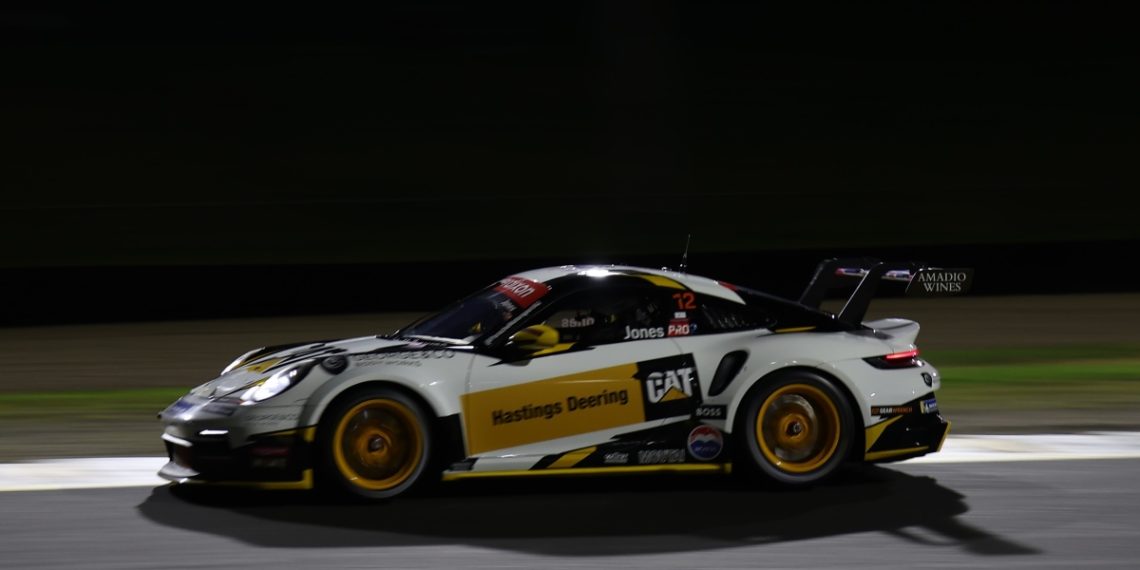 Harri Jones led all the way to win the Porsche Carrera Cup night race at Sydney Motorsport Park. Image: InSyde Media